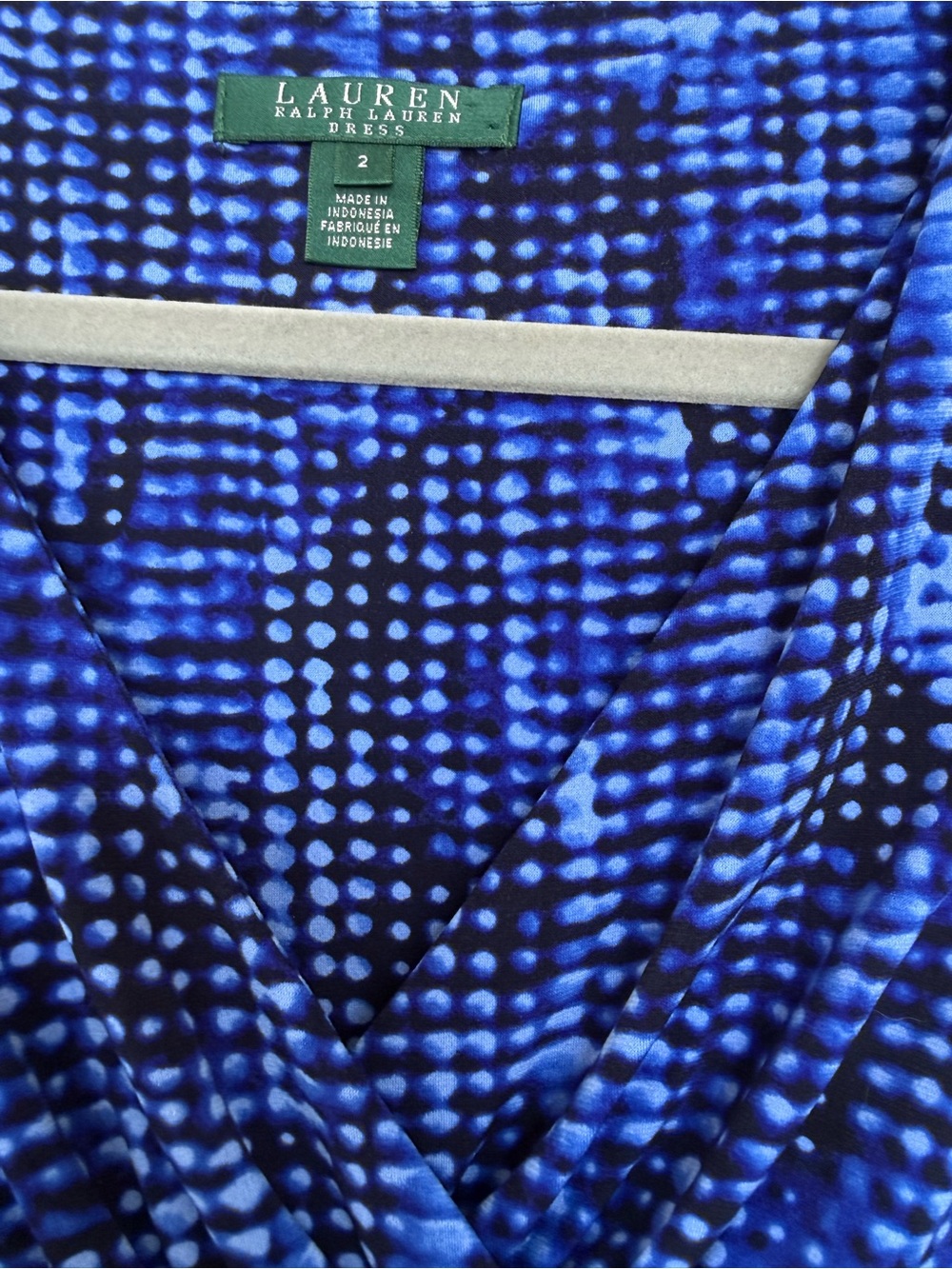 Ralph Lauren Blue and Black Midi Faux Wrap Dress - Picture 4 of 7